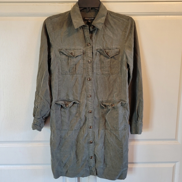 Banana Republic Forest Green Button-Up Shirt Dress - Picture 1 of 3